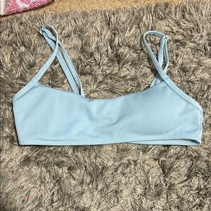 Light Blue Ribbed swim top size small shein